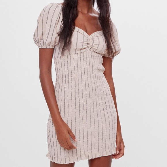 NWT Bershka Striped Smocked Mini Dress! - Picture 2 of 14